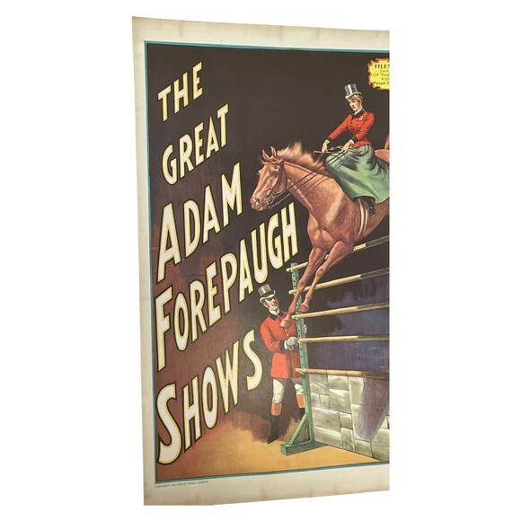 Vintage 1969 Circus World Museum Adam Forepaugh Poster 19x13.5 Horse Jump - Picture 3 of 8